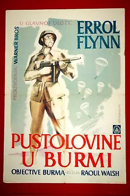 Operation Burma Errol Flynn 1945 Rare Exyu Movie Poster • $184.24