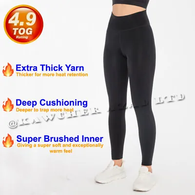 £5.79 • Buy Women's Ladies Thermal Fleece Leggings 4.9 TOG Black Tummy Control Thick Pants