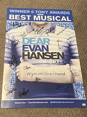 $39.95 • Buy DEAR EVAN HANSEN AUTOGRAPHED Signed WINDOW CARD Poster Broadway Cast Tour