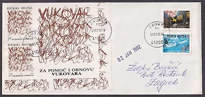 --Croatia 1992-01-01 Zagreb Letter With Tax Obligatory Stamp Vukovar Imperf • $3.75