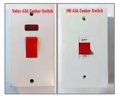 Double  Gang 45A Cooker Switch 45 Amp |  Double Pole • £6.95