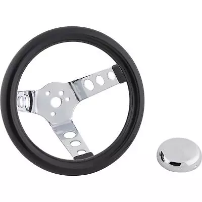 Speedway Motors Classic Hotrod 9-3/4  3-Spoke Black Steering Wheel W/ Holes • $33.99