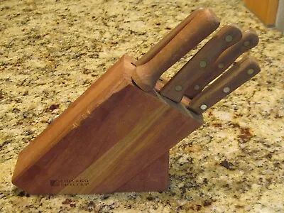 Usa Vtg Lot 6 Chicago Cutlery Knives Block Sharpener Steel Chefs Paring Utility • $20.69