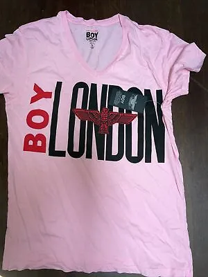 $31 • Buy BOY London V Neck Size Large NEW Men's T-shirt PINK Usa Made %100 Cotton