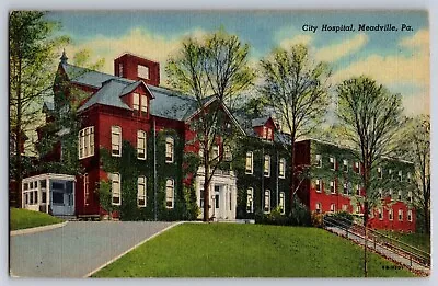 Postcard  Front Entrance To City Hospital Meadville  Pennsylvania     B14 • $3.79