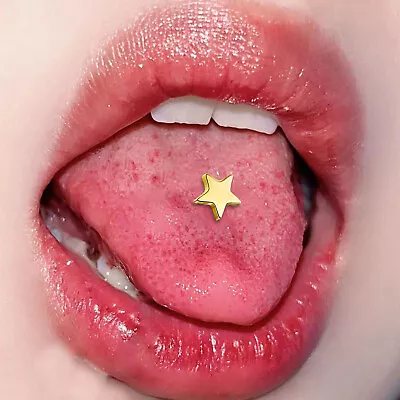 Star Stainless Steel Tongue Nail Perforated Decoration Fashion Sexy Tongue Ring • $1.59