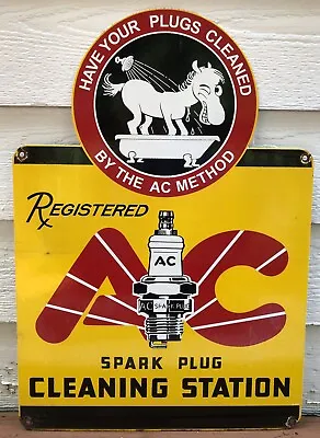 $249.99 • Buy Large 22” Ac Delco - Spark Plug Cleaning Station Porcelain Sign