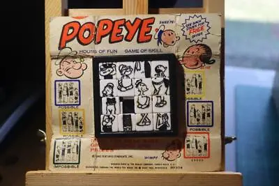 Vintage 1960s Roalex Popeye Plastic Sliding Tiles Puzzle Game Original Card • $35