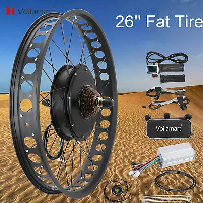 $249.99 • Buy Voilamart 26  Fat Tire Electric Bicycle Conversion Kit EBike Motor Rear Wheel