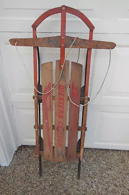 Vintage Western Clipper Snow Sled Metal Runners Wood With Floating Steering • $120