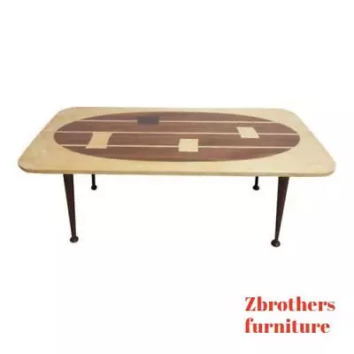 Custom Mahogany Inlaid Mid Century Danish Space Age Coffee Table  A • $440.10