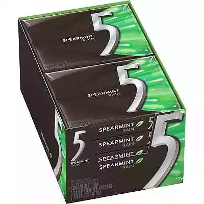 Wrigley's 5 Gum SPEARMINT RAIN Sugar-Free Gum- 15 Sticks 10 Packs- FAST SHIPPING • $25.44