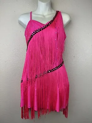 Revolution Adult Dancewear Flapper Sequin Fringe Dress Skate Carnival Hot Pink • $35