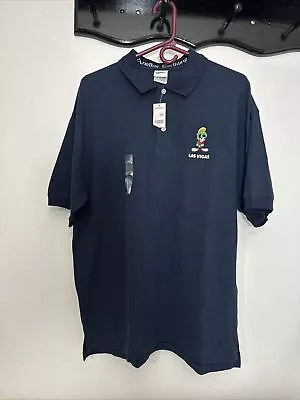 Warner Brothers Shirt Mens Large Blue Polo Golf Marvin Martian Looney Tunes • $51.26