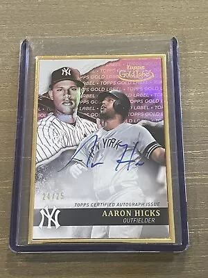 Aaron Hicks NY Yankees 2020 Topps Gold Label GOLD Frame Refractor Auto 24/25🔥🌟 • $49.99