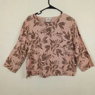 Hot Cotton By Marc Ware Womens 100% Linen Pink Floral Top Size S • $17.49