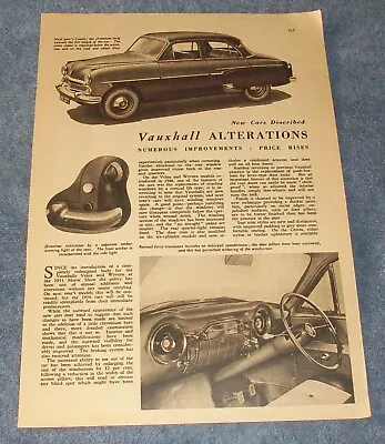 1956 Vauxhall Cresta Veloz & Wyvern Vintage Info Article  Numerous Improvements  • £10.44