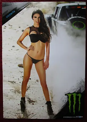 Sexy Girl Dorm Poster ~ 2-Sided MONSTER ENERGY DRINK Victoria And Claw Logo • $15.95