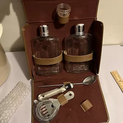 VTG Travel Bar Suitcase Glass Flask Cocktail Mixers Noymer Of Boston • $25