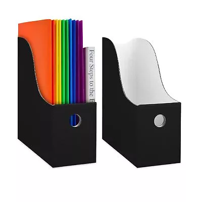 Black Magazine File Holder (2 Pack) - Sturdy Cardboard Magazine Holder Folde... • $15.58