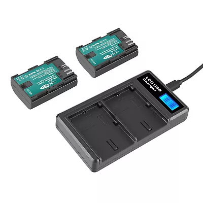 2x LP-E6 LP-E6N Battery For Canon EOS 90D 5DS Mark II 70D 80D 60D + Dual Charger • £27.88