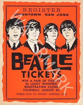 The Beatles - San Jose Giveaway - 1966 Vintage Music Poster • $29.95