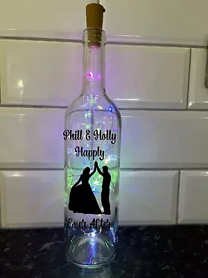 Personalised Wedding Anniversary Engagement Light Up Bottle Led Battery - 040 • £12.95