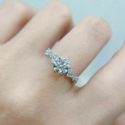 £65 • Buy 2 Ct Round Cut Diamond Solitaire Engagement Wedding Ring 14k White Gold Finish
