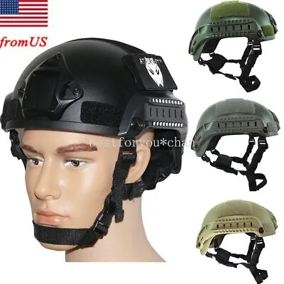 Airsoft Helmet Tactical Combat MICH 2001 Airsoft Hunting W/Side Rail & NVG Mount • $36.95