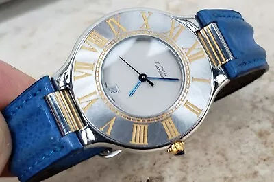 Rare Mint Cartier Must 21 18k Gold & Steel Quarts 34mm Mens Watch • $1300