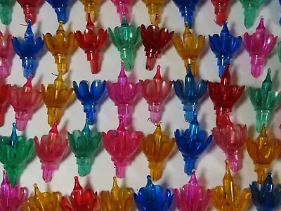 50 VTG Plastic Tulip Flower Christmas Mini Light Reflector Covers W/ Bulbs C213 • $12.91