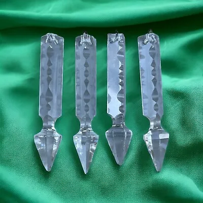 Lot Of 4 Vintage Antique Cut Glass Prisms Chandelier  • $28