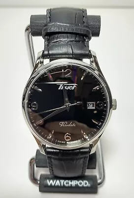 Tissot Men's Visodate Sapphire Black Dial Leather St Steel 40mm Watch T118410A • $279.99