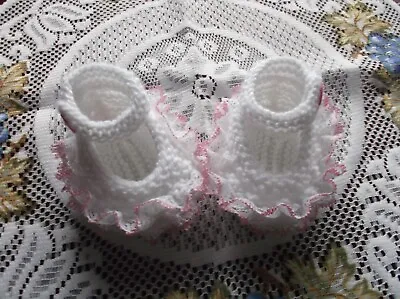 £2.30 • Buy Hand Knitted  Baby Shoes / Booties 0-3 Months 