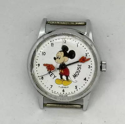 Vintage Walt Disney Mickey Mouse 17J Swiss Made Windup Watch Bradley ~ READ • $39.90