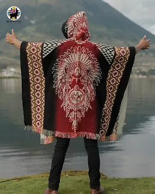 Alpaca Poncho (Wolf Chief) Handcrafted By Indigenous Hands. • $84.99