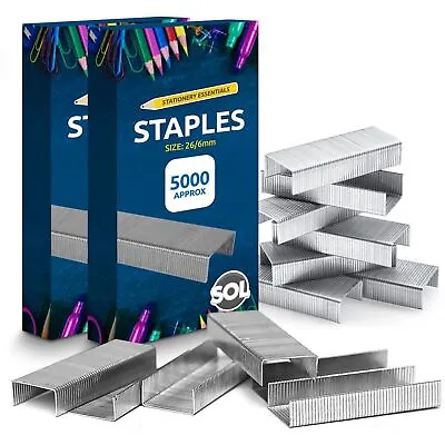 10000 Office Staples 26/6 | Standard Fit 26/6mm Staples For Desktop Staplers • £3.99