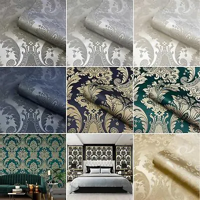 Belgravia Amara Damask Wallpaper Floral Textured Soft Sheen - Various Colours • £2.99