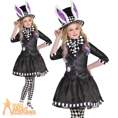 £27.99 • Buy Child Girls Dark Mad Hatter Costume Kids Wonderland Halloween Child Fancy Dress