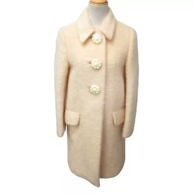 Miumiu Miu 17 Mohair Coat Jacket Long Decorative Buttons Yellow MS1361 36 Used • $205.55