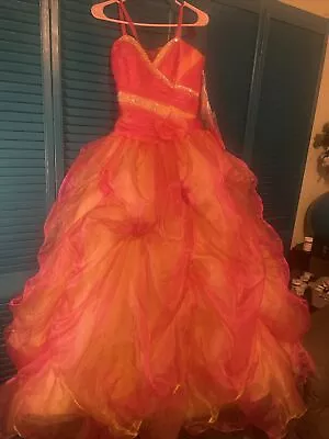 Mori Lee By Madeline Gardner Vizcaya Pink/orange Quinceanera Prom Dress Size 4 • $212.50