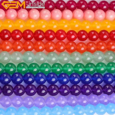 $2.56 • Buy Round Jade Gemstone Crystal Beads Jewelry Making 15  Wholesale Assorted Colors
