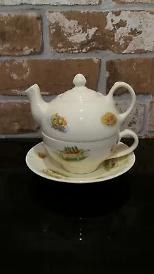 £14.95 • Buy Aynsley Edwardian Kitchen Garden Tea For One. Teapot, Cup And Saucer. V.G.C.