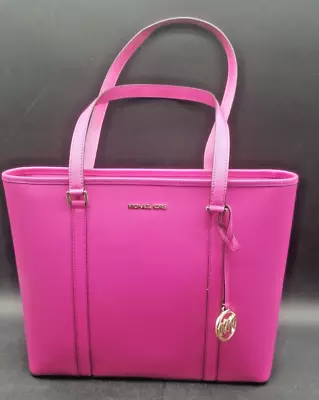 Authenticated Michael Kors Sady Wild Berry Zip Top Tote • $111.22