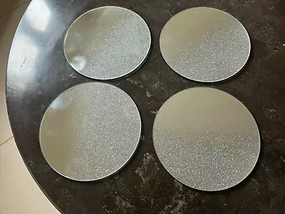 SILVER GLASS MIRRORED COASTERS 200mm X 4 • £7