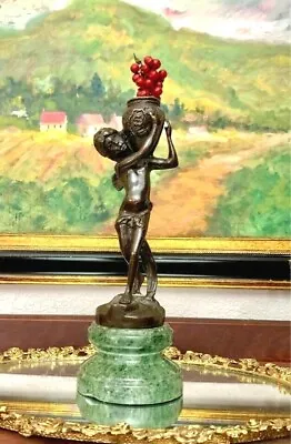 Bronze Statue Vintage Cherub Beautiful Marble Figurine Home Decor • $275