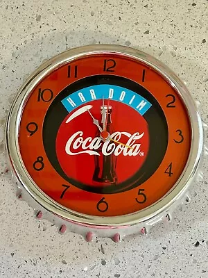 COCA-COLA Bottle Cap Wall Clock W/Alarm Har Doim Means Always - Unique! • $25.70