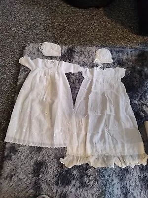 Abandoned Storage Vintage Christening Gowns With Bonnets X 2 Used • £12