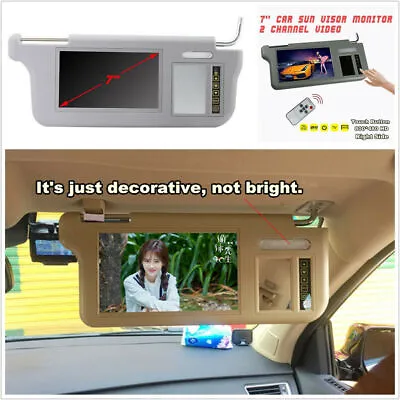 Car Right Sun Visor 7'' 2 Channel Video Input LCD Monitor Touch Button W/Remote • $78.20