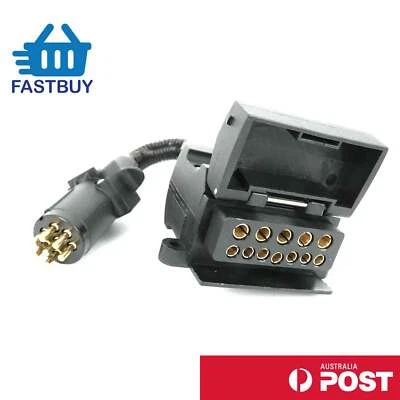 $34.99 • Buy Trailer Adaptor Plug - 7 Pin Small Round Male Plug To 12 Pin Female Flat WA Aust